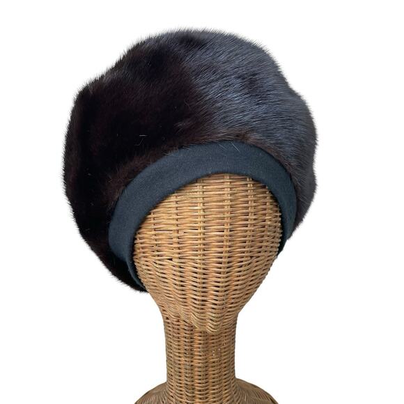 Gorgeous Vintage Mink Fur Hat Dark Chocolate Brown - Picture 1 of 5